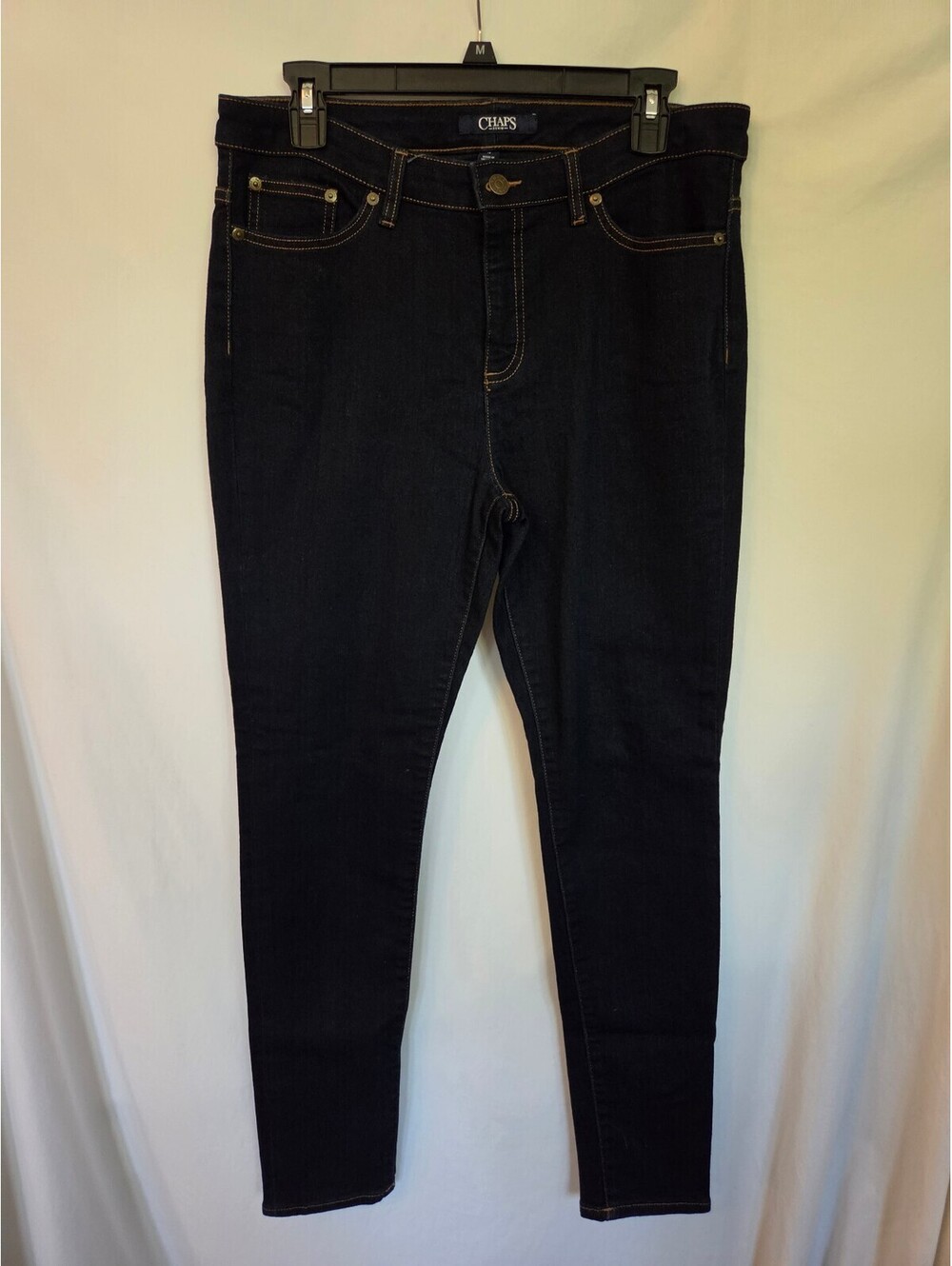 Chaps Denim Jeans Womens 12 Skinny Dark Wash Stretch Denim High Rise Indigo